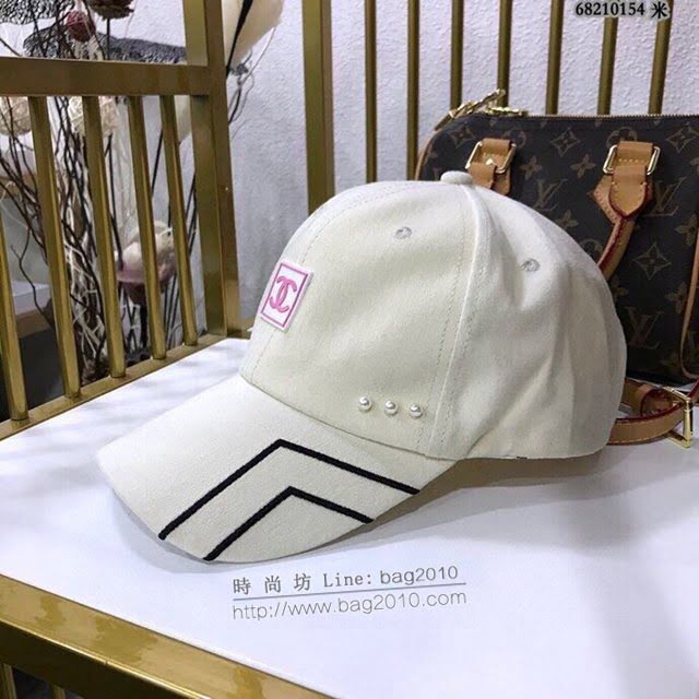 Chanel女士帽子 香奈兒線條珍珠棒球帽鴨舌帽  mm1112